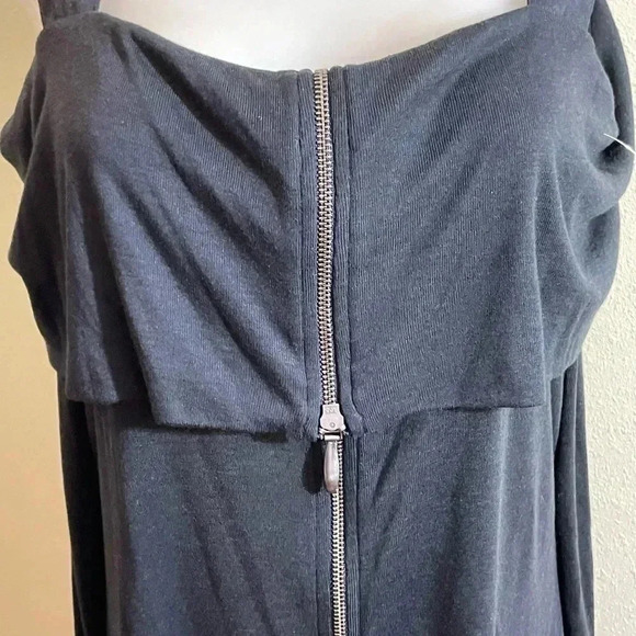 Soft Surroundings Size M BLACK Cold Shoulder Zip Front Top Tunic Blouse - Picture 5 of 11